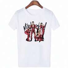 Oversized Graphic Tee, Maneskin Women's Urban Fashion, Summer Aesthetic, Harajuku Streetwear, Casual Hip Hop Music Shirts - 白色 - 查看 1
