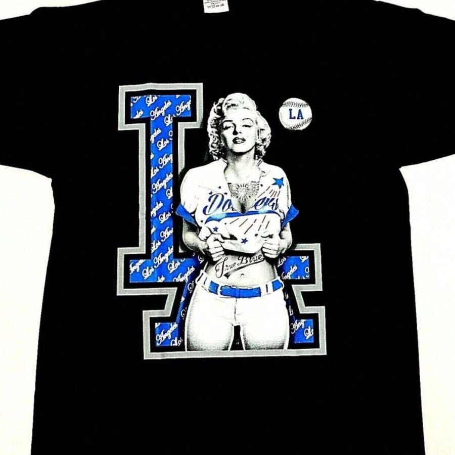 LOS ANGELES T-Shirt LA Baseball M Arilyn M Onroe Tee 100 Cotton Mens Black New - màu đen - Xem 1
