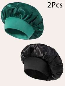Awegeo 1/2/4/6pcs Women Satin Bonnet Caps, Solid Color Comfortable Home Hair Care Hats - Multicolor - View 21