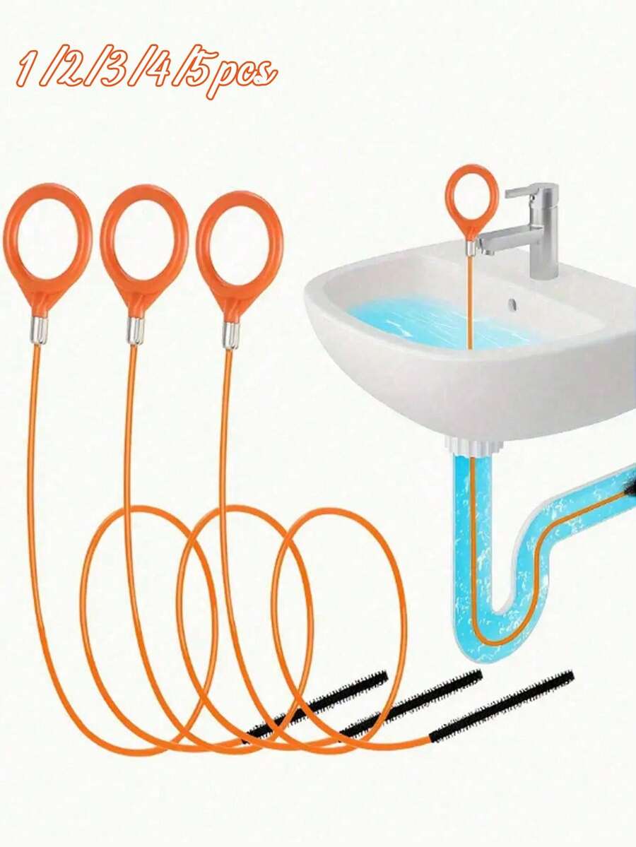 1/2/3/4/5 cái dụng cụ thông cống, dụng cụ làm sạch cống thông tóc, bồn tắm bồn rửa, dụng cụ thông cống lấy tóc, dụng cụ lấy tóc cống, thông ống, que làm sạch cống, dụng cụ thông cống dạng rắn, dụng cụ thông tóc, bồn rửa bát (130cm/200cm ngẫu nhiên) - Nhiều màu - Xem 1