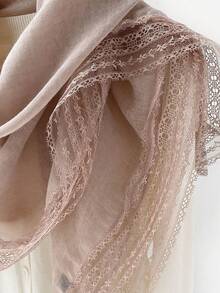 1PC Lace Border Handkerchief Shawls And Wraps Soft Lightweight Daily Fashion Casual Four Seasons Accessories Women Evening Party Travel Wedding Gifts - Multicolor - View 11