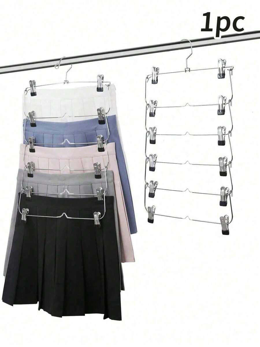 Metal Skirt And Pants Hanger Rack, Space-Saving Clip Pants Rack, Super Hanger - Dorm Essential Closet Storage Rack, With Adjustable Clips - Multi-Functional Hanger - Clothing Storage Rack - Non-Slip 12-Clip Clothing Storage Metal Skirt Rack Hanger, Space-Saving Closet Clothing Hanging Rack