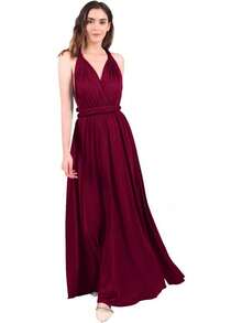 Vestido de Dama de Convertible para Mujer - Burdeos - Ver 9