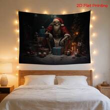 2D Flat, [2D Flat Printing] 1 Oversized High-Definition Digital Skull Santa + "Christmas Nightmare" Slogan Printed Tapestry, Non-Illuminated Tapestry, Polyester Material, Suitable As Backdrop Fabric, Photography Props, Party Banners, Birthday Gifts - 1PC - View 4