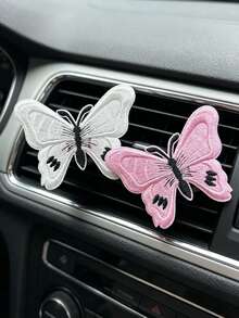 Embroidered Butterfly Car Air Vent Decor Fairy Style Car Aromatherapy Clip Decor Clip Car Interior Air Conditioning Decoration Ornament - A - View 6