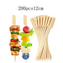 400/300/200/100/50/20pcs Appetizer Bamboo Skewers, Long Cocktail Picks, Fancy Appetizer Toothpicks, Flat Paddle Wooden Food Sticks, For Party Drinks, Fruit, BBQ, Charcuterie Board Accessories - Apricot - View 11