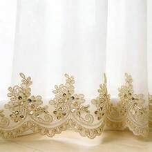 1碼金色亮片刺繡蕾絲飾邊，重工婚紗領口與袖口裝飾配件 - 花邊 - 查看 6