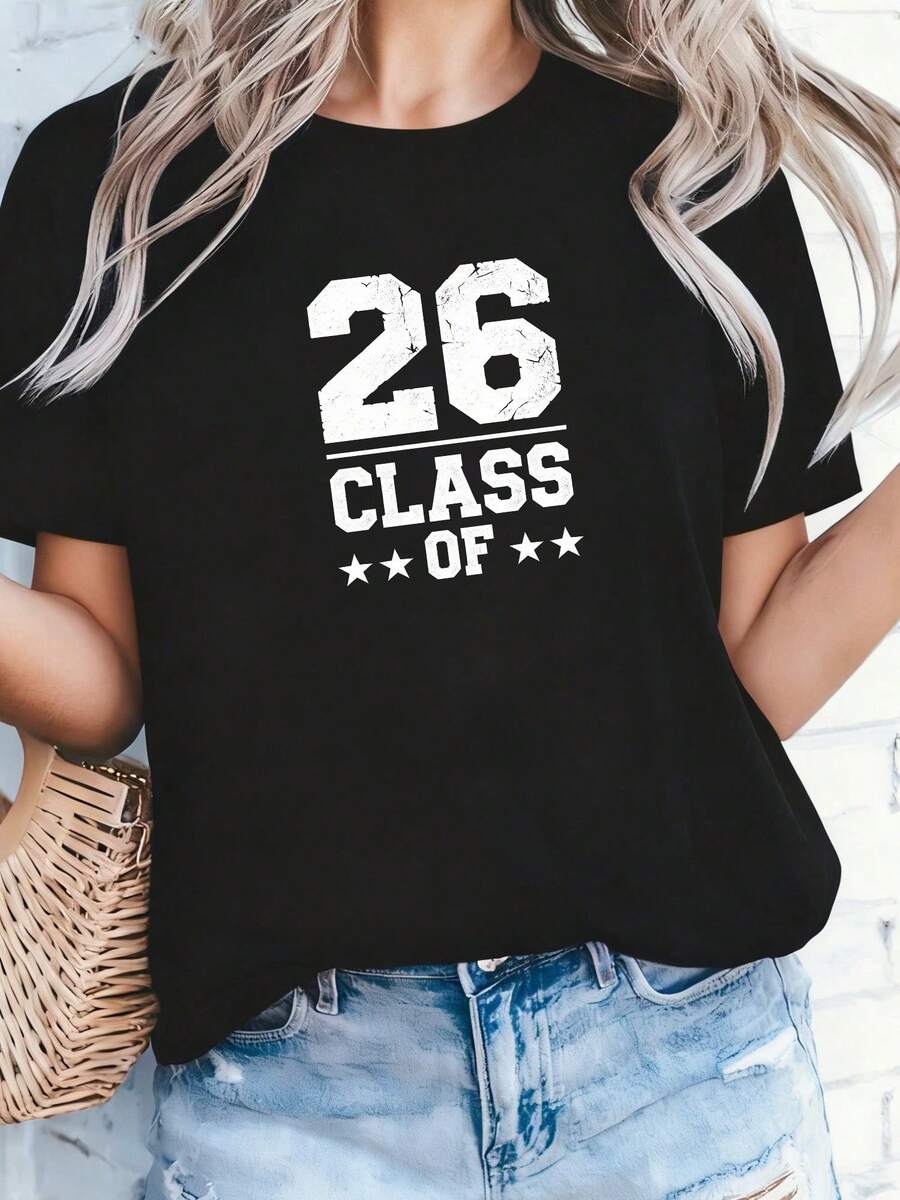 Camiseta de Graduación Clase 2026, Divertido Regalo para Estudiantes de Último Año-1 - Negro 4 - Ver 1