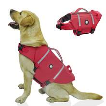 Chaleco salvavidas para perros, chaleco de flotabilidad ajustable y ligero con asa de rescate, diseño reflectante de alta visibilidad, adecuado para perros pequeños y medianos para nadar y navegar - Rojo - Ver 3