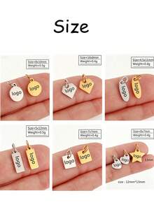 Personalized Laser Engraved Logo Tag, Customized Star/Heart Shaped Necklace Gold Plated Pendant, Jewelry Personalized Tag, Customized Tag With Jump Ring - Multicolor - View 8