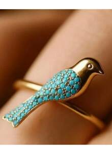 Vintage Bird-Shaped Ring Inlaid With Synthetic Turquoise, Forest Style, Rustic Style, Daily & Vacation Women's Ring - Two-color - View 1