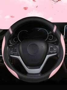 1Pc Leather Car Steering Wheel Cover, Non-Slip Car Wheel Cover Protector Breathable Microfiber Leather Universal Fit For Most Cars - A - View 2