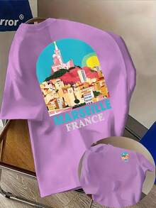 Camiseta de moda para hombre con diseño creativo de la palabra Francia - Cómoda para todas las estaciones, corte holgado, diseño estampado a doble cara, material confortable - Camiseta lig - Negro - Ver 9
