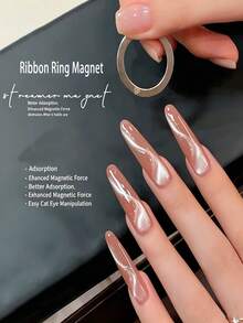 LYTTOA Ribbon Ring Cat Eye Magnet, 28mm Silver Nail Art Tool For Perfect Ribbon Cat Eye Effect - Multicolor - View 3