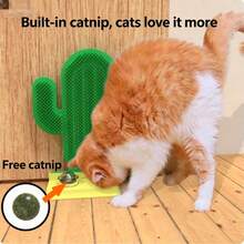 2pcs New Cat Toys Self-Amusing Cat Ball Cat Scratcher & Teaser Toy Pet Supplies/Cactus Cat Grooming Brush Corner Wall-Mounted Cat Massager & Face Rubbing Tool For Removing Floating Hair - Multicolor - View 2