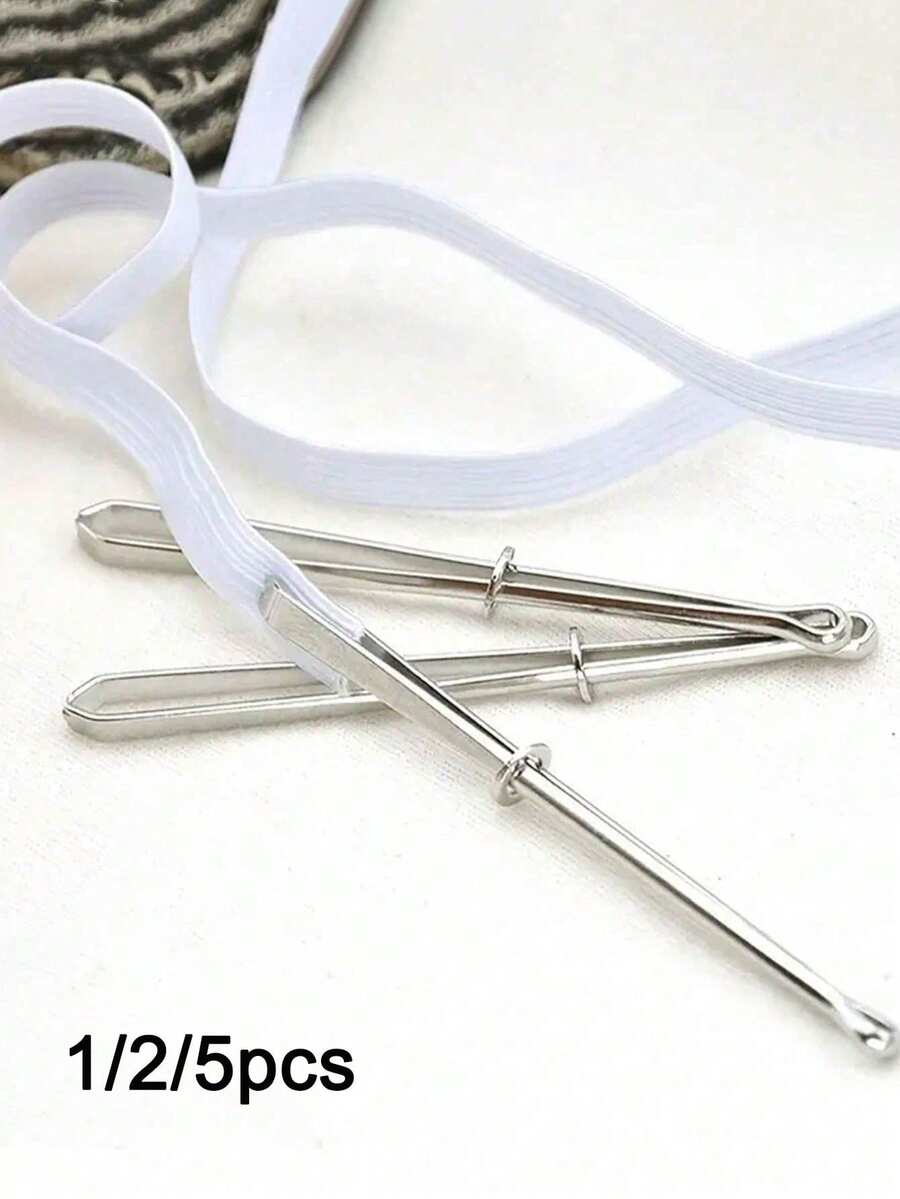 1/2/5pcs Elastic Threader, Elastic Band Threader/Puller, Clip-On Threader, Rope Threader, Sewing Tool, (Sewing DIY Tool, Waistband Threading Needle)