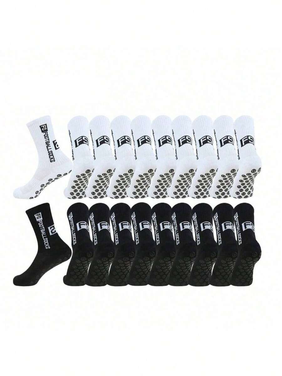 1/2/4/5/6/10 Pairs Men's Soccer Socks, Anti-Slip Grip Pads, Football Basketball Sports Grip Socks - Multicolor - View 1