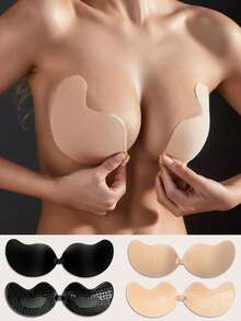 Push-Up Invisible Breast Petals: Silicone Backless, Self-Adhesive Strapless Mango-Shaped Invisible Bra, Suitable For Wearing Dresses And Wedding Gowns - Multicolor - View 1