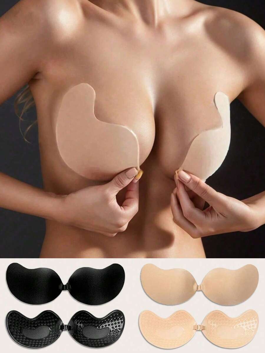 Push-Up Invisible Breast Petals: Silicone Backless, Self-Adhesive Strapless Mango-Shaped Invisible Bra, Suitable For Wearing Dresses And Wedding Gowns - Multicolor - View 1
