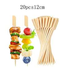 400/300/200/100/50/20pcs Appetizer Bamboo Skewers, Long Cocktail Picks, Fancy Appetizer Toothpicks, Flat Paddle Wooden Food Sticks, For Party Drinks, Fruit, BBQ, Charcuterie Board Accessories - Apricot - View 9