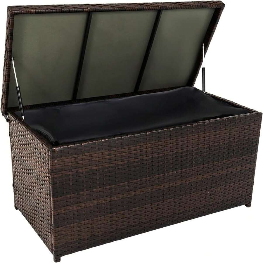Outdoor Deck Box Storage Container - 70 Gallon, Wicker, Waterproof, For Patio - A - View 1