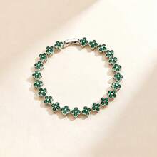 1 pieza Pulsera de flor de circonita de lujo, exquisita joyería de CZ brillante de dopamina, regalo para mujeres - Dorado - Ver 6