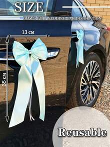 4pcs Wedding Car Decoration Bows, Rhinestone Satin Bows, Wedding Car Decoration Set - View 2