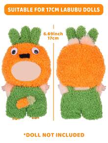 17cm Compatible With 1st, 2nd, 3rd Generation Forlabubu Doll Carrot Theme Outfit Set, Orange & Green Plush Design, Fun Dress-Up Costume, Children's Birthday Gift (Doll Not Included) - Multicolor - View 3