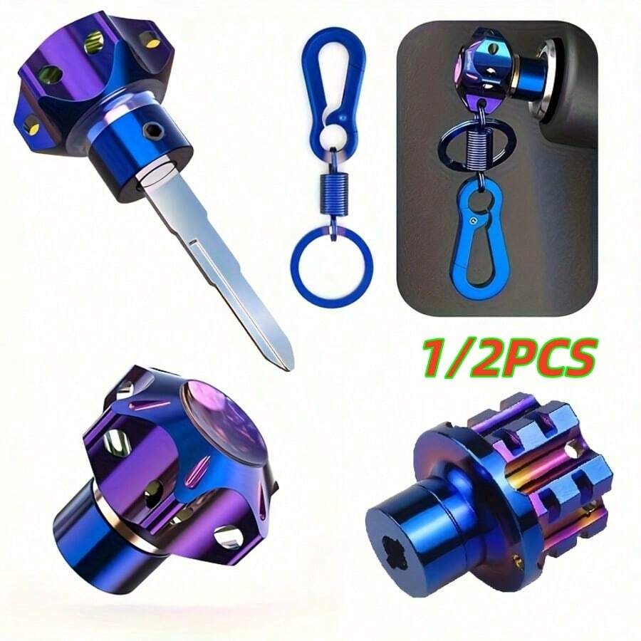 Housse de protection pour tête de clé de moto, Coque de clé de moto - Matériau en alliage d'aluminium, Accessoires de moto tout-terrain, Facile à installer - Multicolore - Voir 1