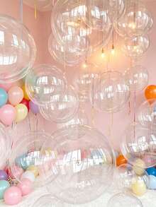 10pcs 18", 20", 24" Clear Bubble Helium Balloons, Suitable For Wedding, Birthday, Mother's Day Party Decoration - Clear - View 2