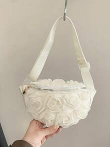 1 Stück Mädchen 3D Blumen Taillentasche, Reißverschluss Umhängetasche Brusttasche, lässige Schultertasche, geeignet für den täglichen Gebrauch - Ein neuer Stil - Übersicht 2