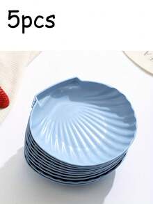 5 piezas Platos de plástico con forma de concha de verano, Platos de frutas azul/crema, Platos para aperitivos y dulces, Platos de decoración para fiestas oceánicas, Platos de desayuno, Platos pequeños para pasteles y postres, Platos para ensaladas, Bandejas de comida, Recipientes de comida, Adecuados para fiestas de verano, Hawái, Reuniones, Fiestas, Para banquetes y ocasiones especiales - multicolor - Ver 10