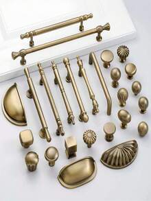 1pc Antique Style Embedded Metal Handle, Suitable For Drawers, Cabinets, Trash Cans, Comes With Installation Hardware, Painted Surface Finish, Suitable For Home Furniture - Bronze - View 2