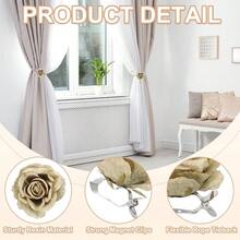 - Alzapaos para cortina de flores de rosa, 2 clips de lazo para cortina artificial, hebillas modernas para cortinas de ventana, clips decorativos para el hogar, habitacin, oficina, verde - Verde hierba - Ver 3