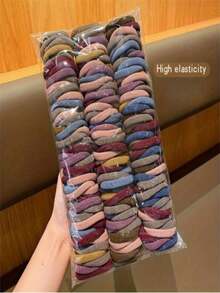 10/50/100/200 piezas Bandas elásticas básicas para el cabello de mujer, bandas elásticas simples y sin costuras, adecuadas para mujeres. Bandas elásticas de goma de alta elasticidad, cómodas y de moda, duraderas, con alta resistencia a la tracción y reutilizables, pueden atar coletas. Estas bandas elásticas de alta elasticidad son muy amigables con el cabello y no dañarán la calidad del cabello. Perfectas para uso diario. - Color Morandi - Ver 2