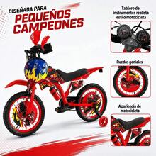 Bicicleta Realista Tipo Moto Para Niños R16 Rodada Con Casco - Rojo - Ver 3