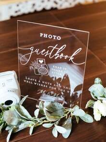 1pc Photo Guestbook Snap It Shake It Stick It Sign It Acrylic Wedding Sign, Leave A Note & Well Wishes Photo Booth Station Guest Book Lucite - Multicolor - View 2