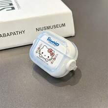 Sanrio Smiles Hello Kitty Peek Face AirPods Case Cute Transparent Shockproof Shell With Rotating Bracket Compatible With AirPods 1/2/3/4 And Pro/Pro 2 Nd Generation Suitable For New AirPods Pro 3 Stocking Stuffers The Girlfriend. - Sil - View 5