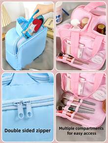 Sac de maquillage de voyage personnalisé 2026, sac de rangement multifonctionnel à grande capacité avec compartiments, trousse de toilette, pochette de rangement cosmétique, organisateur portable pour femmes - Multicolore - Voir 4