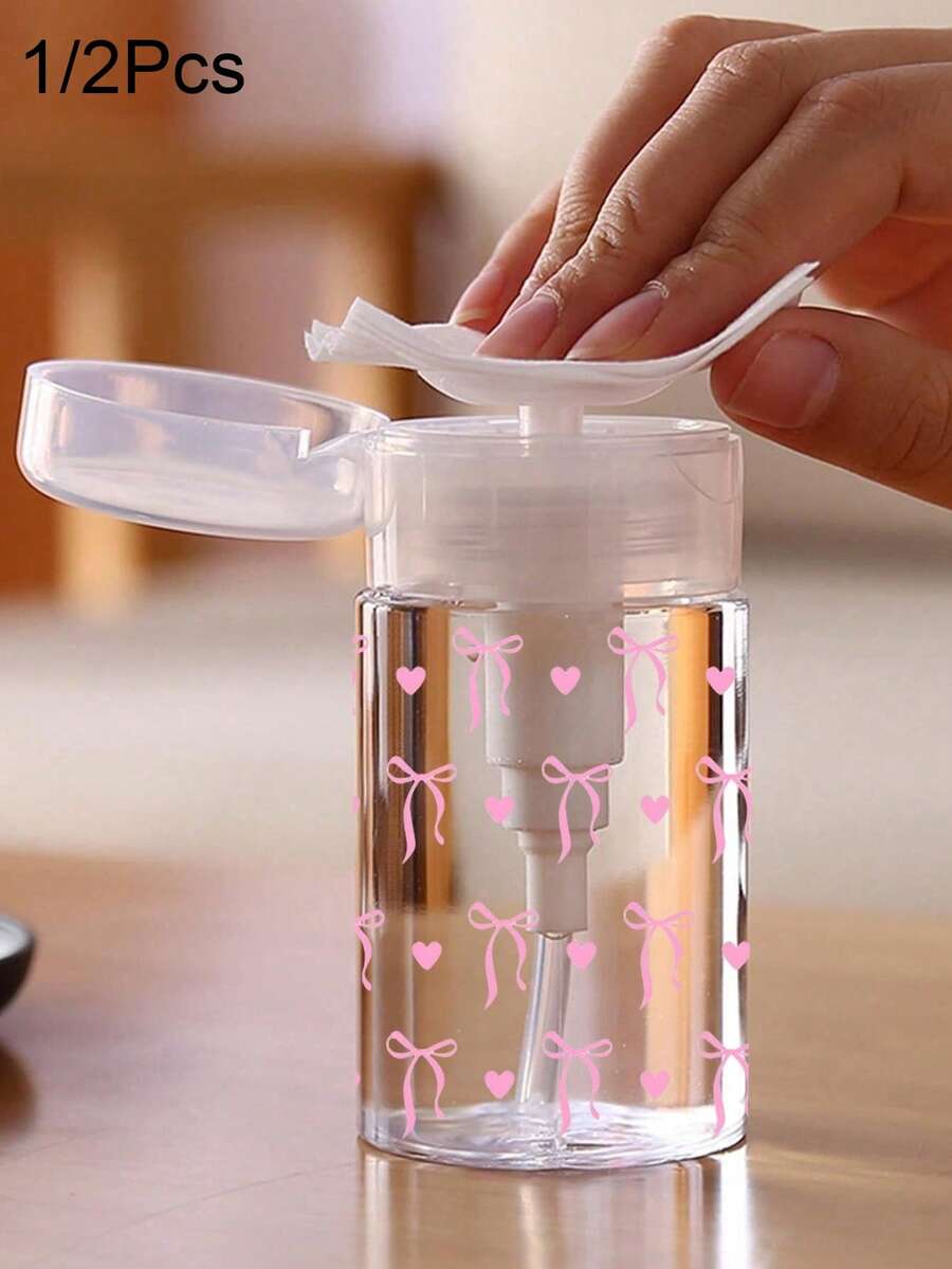 1/2 cái chai nhấn móng tay 150ml/200ml/300ml, chai nhấn trong suốt họa tiết nơ hồng, bình đựng dung dịch tẩy sơn móng tay cồn, bình rỗng trang điểm dung tích lớn tái sử dụng, tẩy sơn móng tay, đầu bơm nhấn, bình đựng acetone mỹ phẩm rỗng, chai du lịch đầu bơm, phụ kiện du lịch, phụ kiện trang điểm, vật dụng thiết yếu cho phòng tắm ký túc xá - Nhiều màu - Xem 1