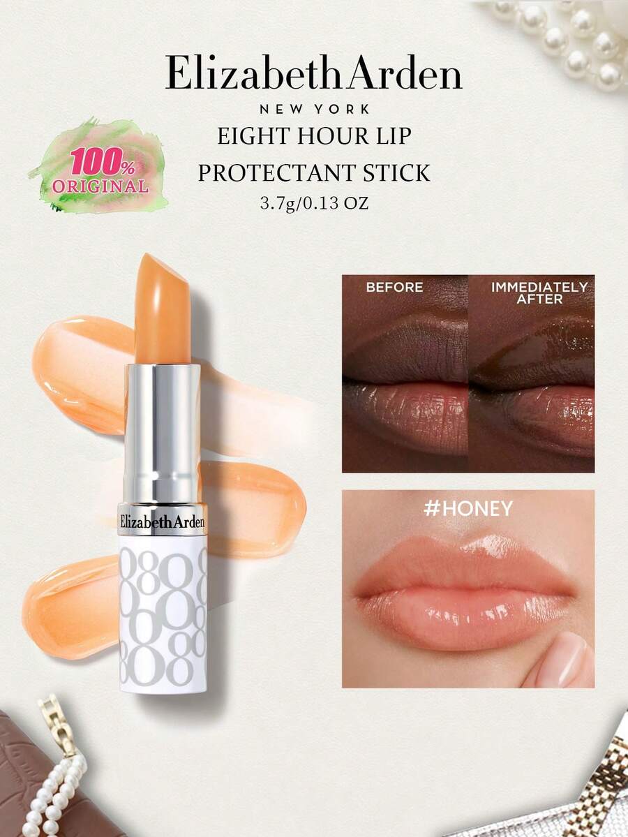 Elizabeth Arden 8 Hours Lip Balm SPF15 3.7g, Classic All-Weather Lip Care, Helps Moisturize And Smooth Dry Lips, Soothes Dryness, SPF15 Sun Protection, Portable, Gift 3.7g/0.13 Oz