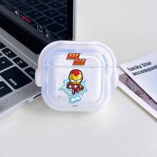 Marvel Q版鋼鐵人飛行AirPods保護殼，可愛透明防震殼附旋轉支架，相容AirPods 1/2/3/4及Pro/Pro 2代，適用於新款AirPods Pro 3，送女友的聖誕襪小禮物 - Transparent - 查看 4