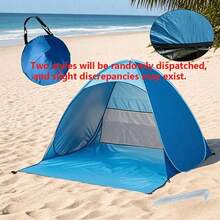 1pc Instant Pop Up Beach Camping Tent - Spacious Outdoor Shade Tent With Carrying Bag, Suitable For Family And Friends, Blue, Triangle Design, Polyester Fiber Fabric, Great For Beach, Camping, Hiking, Camping Essentials - Multiple Styles - View 12