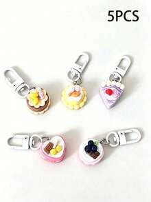5pcs Cute Cream 3D Cake Keychain - Bag Decoration, Pendant, Charm. Perfect Gift For Couples, Friends, Graduation, Teachers. - Multicolor - View 11