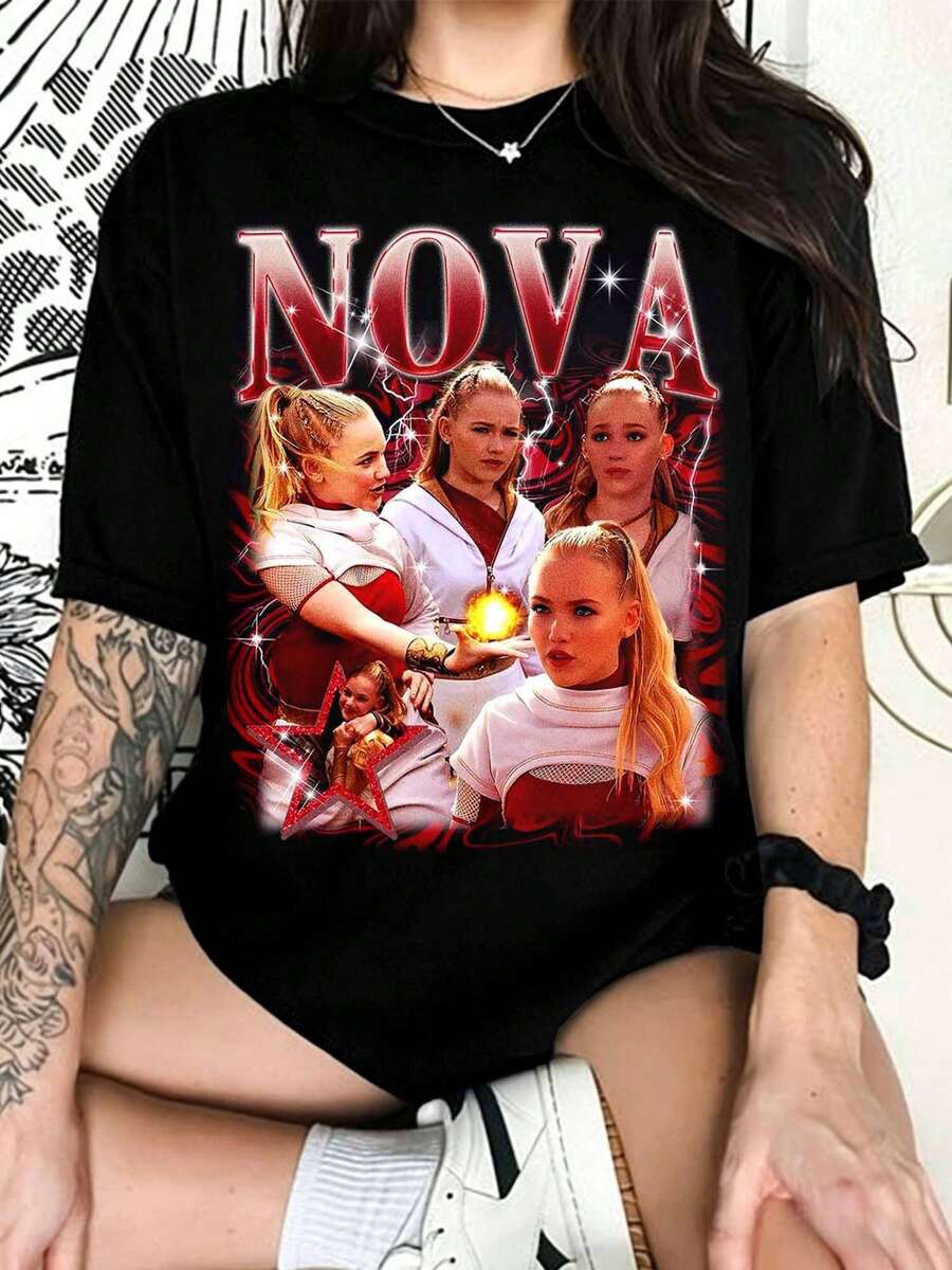 Nova Bootleg T-Shirt, Y2K Zombies Series T-Shirt, Vintage Dawn Of The Vampires T-Shirt, Zombies Series T-Shirt, Y2K Vampire T-Shirt, Nova Zombies - 黑色 - 查看 1