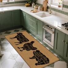 1 pieza, Decoración del hogar, Estampado de patrón de camello, Alfombra de cocina de lino, Tapete de cocina, Tapete de piso, Tapete de baño, Tapete de puerta, Impresión 3D rectangular, Adecuado para sala de estar, dormitorio, pasillo, baño, lavandería - Alfombra de poliéster, Adecuado para decoración del hogar interior y exterior - Multicolor - Ver 4
