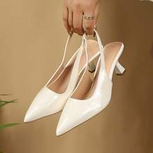 Zapatos de tacón de gatito minimalistas para mujeres, nuevo estilo primavera/verano, versátiles para oficina, transporte y citas, cómodos y sin fatiga - Blanco - Ver 2