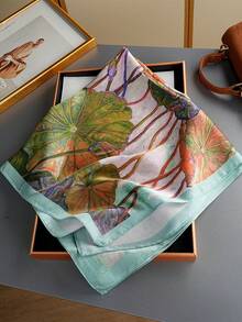 1件奢華花卉絲巾時尚披肩新款印花絲巾熱門 70*70cm 正方形絲巾 27.56英吋正方形絲巾女式頸巾四季通用印花頭巾休閒聚酯纖維 - 彩色 - 查看 3