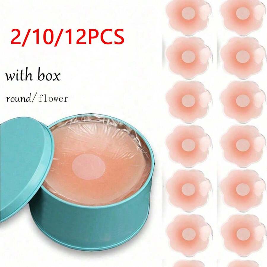 2/10/12pcs Women's Invisible Silicone Breast Lift Pads, Reusable Self-Adhesive Lift Stickers For Backless & Strapless Outfits