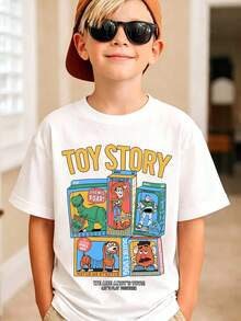 Disney Licensed Children's Printed T-Shirt With  Toy Story 5 Print, Suitable For Boys And Girls - 白色 - 查看 1